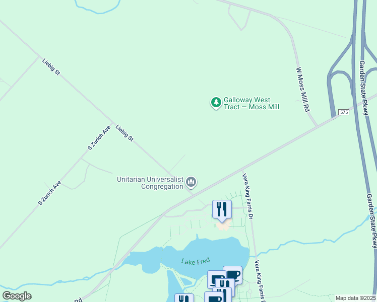 map of restaurants, bars, coffee shops, grocery stores, and more near 60 South Lisa Drive in Egg Harbor City