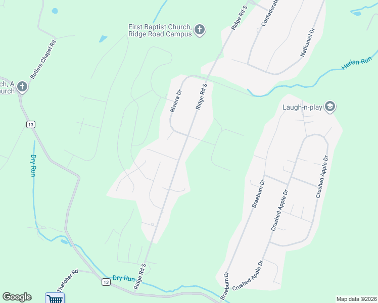 map of restaurants, bars, coffee shops, grocery stores, and more near 694 Ridge Road South in Martinsburg