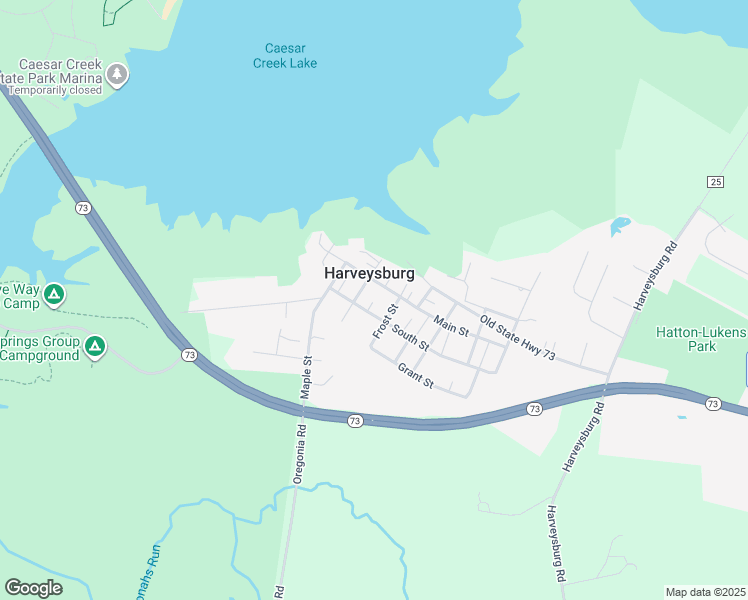 map of restaurants, bars, coffee shops, grocery stores, and more near in Harveysburg