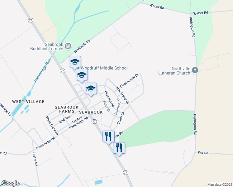 map of restaurants, bars, coffee shops, grocery stores, and more near 919-999 Deerfield Drive in Bridgeton