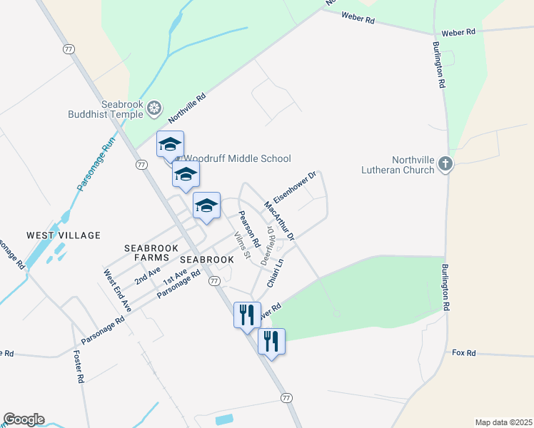 map of restaurants, bars, coffee shops, grocery stores, and more near 919 Deerfield Drive in Bridgeton