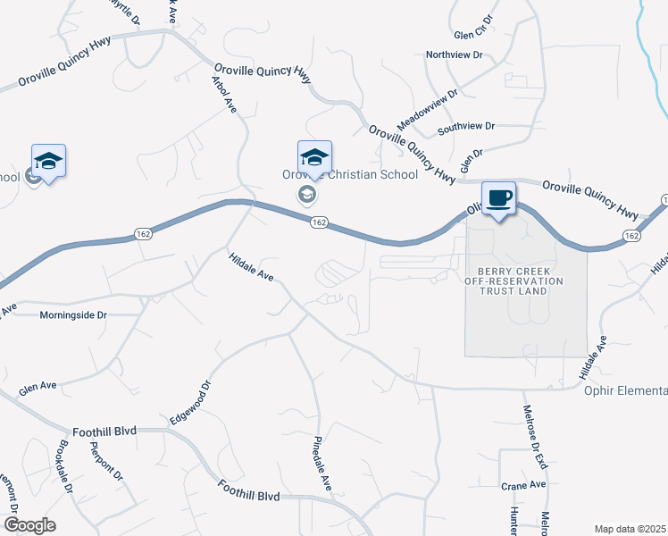 map of restaurants, bars, coffee shops, grocery stores, and more near 3864 Olive Highway in Oroville