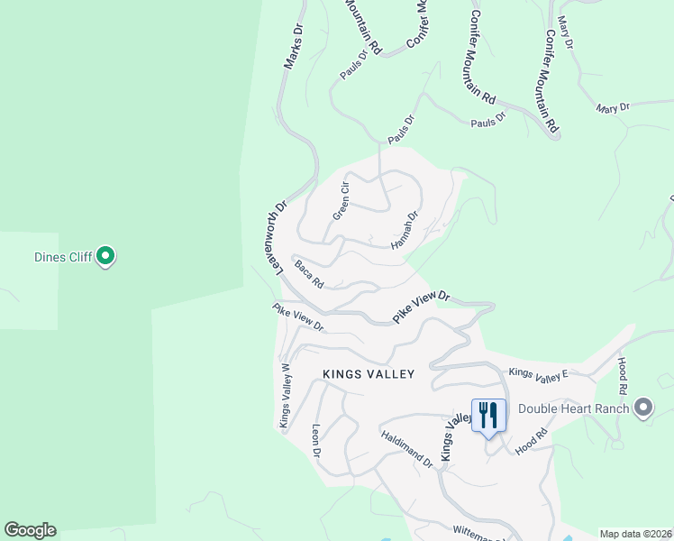 map of restaurants, bars, coffee shops, grocery stores, and more near 11682 Baca Road in Conifer