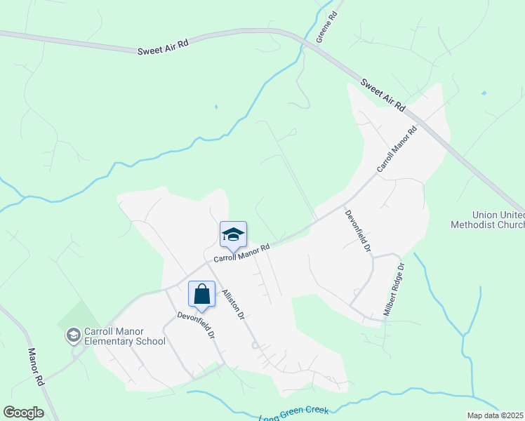 map of restaurants, bars, coffee shops, grocery stores, and more near 4802 Carroll Manor Rd in Baldwin