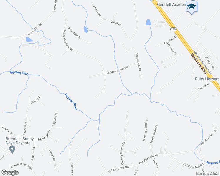 map of restaurants, bars, coffee shops, grocery stores, and more near 2164 Misty Meadow Road in Finksburg