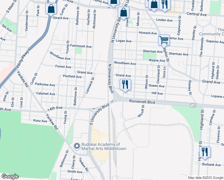 map of restaurants, bars, coffee shops, grocery stores, and more near in 