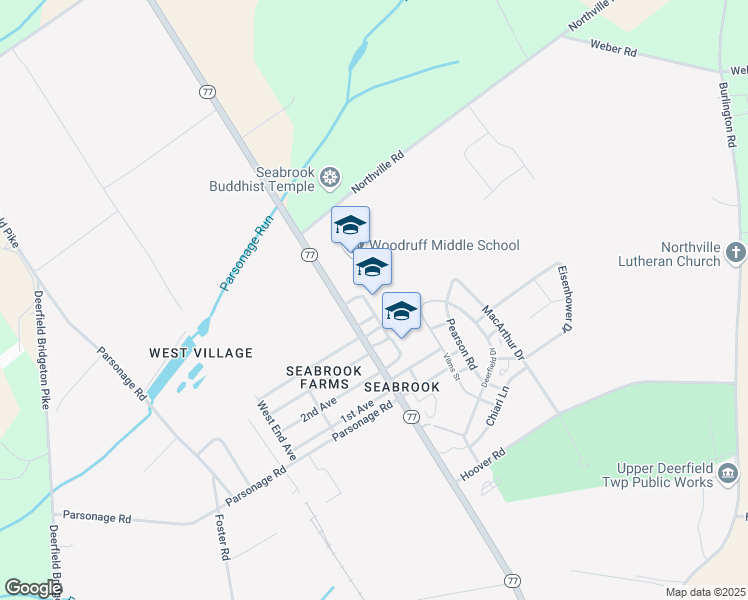 map of restaurants, bars, coffee shops, grocery stores, and more near 1373 New Jersey 77 in Bridgeton