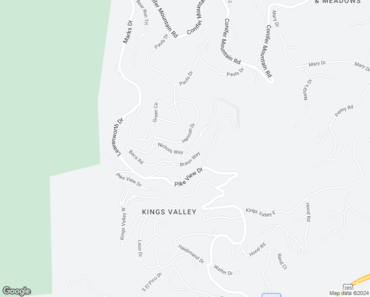 map of restaurants, bars, coffee shops, grocery stores, and more near 11659 Nichols Way in Conifer