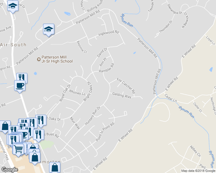 map of restaurants, bars, coffee shops, grocery stores, and more near 410 Hunters Run Dr in Bel Air