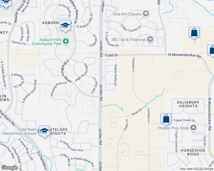 map of restaurants, bars, coffee shops, grocery stores, and more near 17014 Blue Indigo Lane in Parker