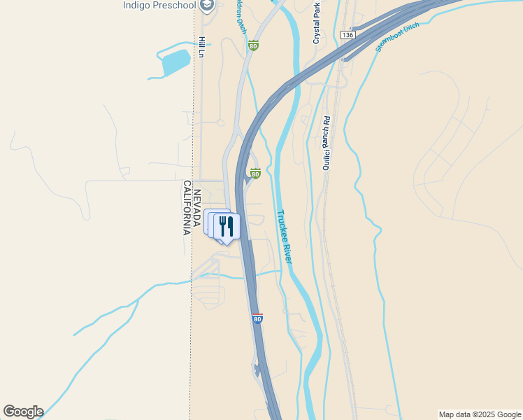 map of restaurants, bars, coffee shops, grocery stores, and more near 365 Interstate 80 in Verdi