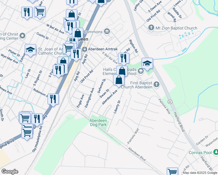 map of restaurants, bars, coffee shops, grocery stores, and more near 31 Swan Street in Aberdeen