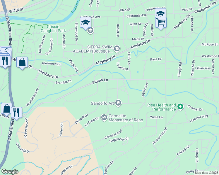 map of restaurants, bars, coffee shops, grocery stores, and more near 1790 Alexander Hamilton Drive in Reno