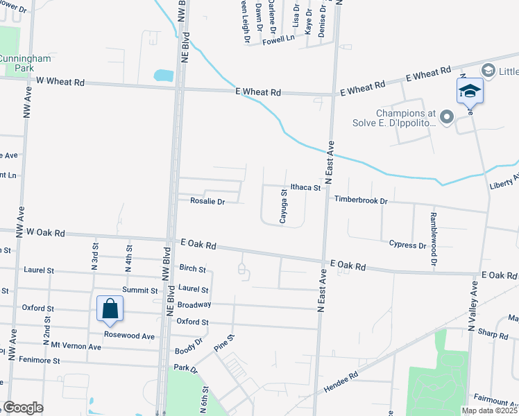 map of restaurants, bars, coffee shops, grocery stores, and more near 1258 West Cornell Street in Vineland