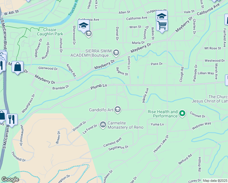 map of restaurants, bars, coffee shops, grocery stores, and more near 1790 Alexander Hamilton Drive in Reno