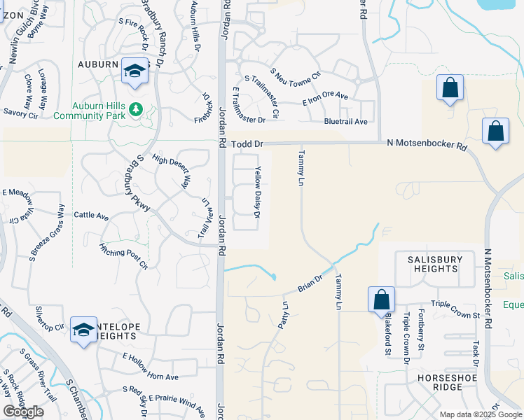 map of restaurants, bars, coffee shops, grocery stores, and more near 17084 Blue Indigo Lane in Parker