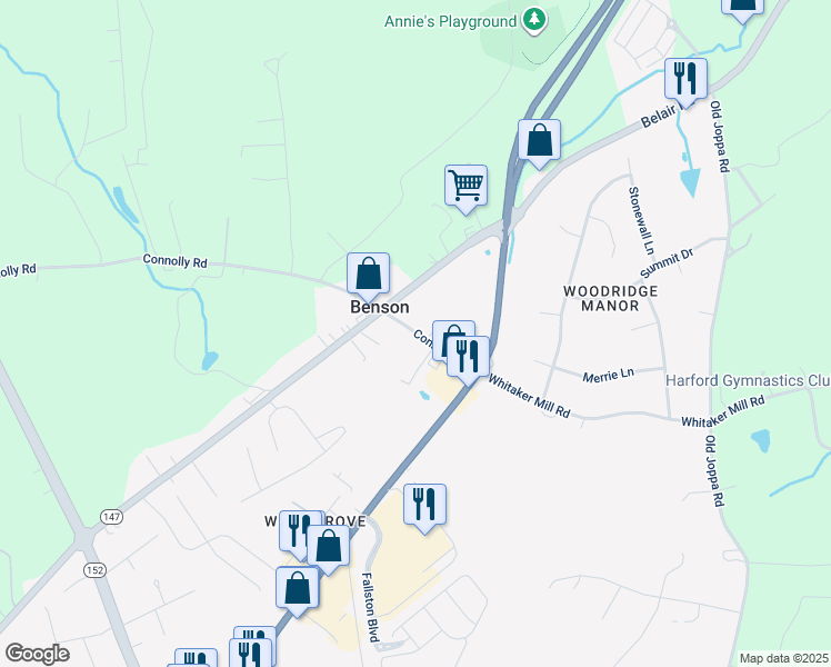 map of restaurants, bars, coffee shops, grocery stores, and more near in Benson