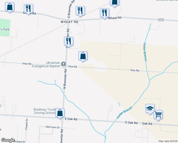 map of restaurants, bars, coffee shops, grocery stores, and more near 2823 Vine Road in Vineland
