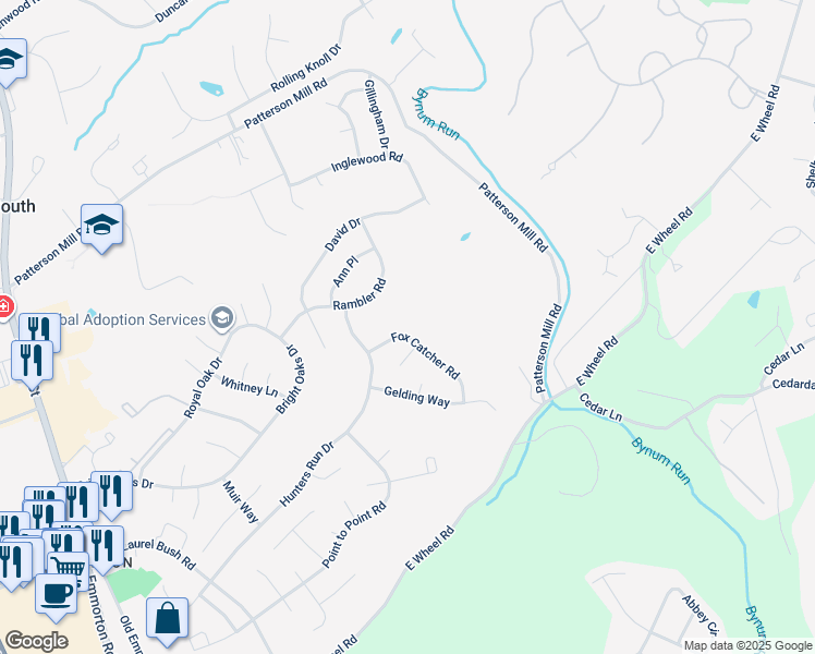 map of restaurants, bars, coffee shops, grocery stores, and more near 431 Fox Catcher Road in Bel Air
