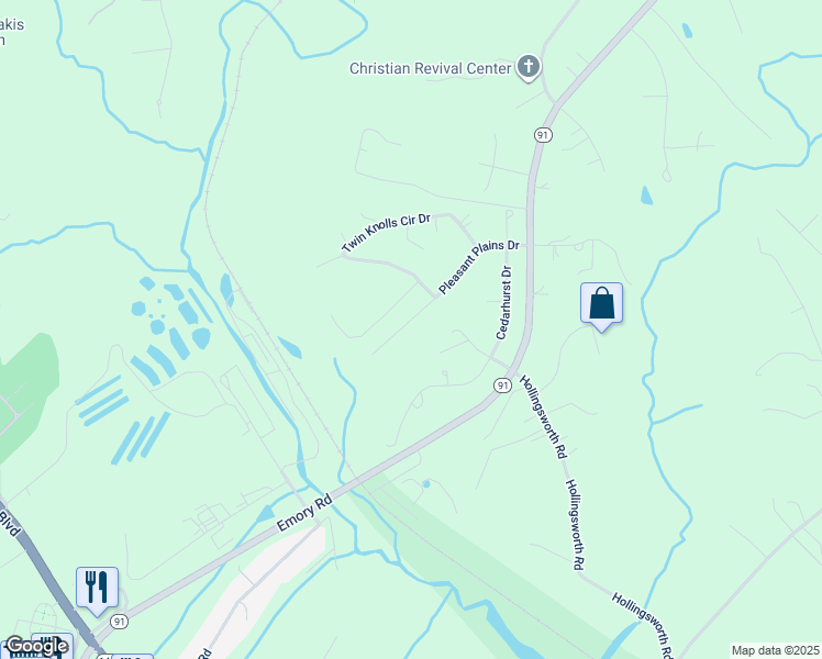 map of restaurants, bars, coffee shops, grocery stores, and more near 3505 Pleasant Plains Drive in Reisterstown