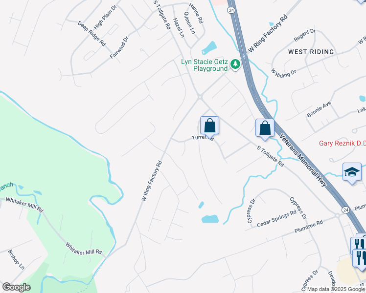 map of restaurants, bars, coffee shops, grocery stores, and more near 600 Lancelot Lane in Bel Air