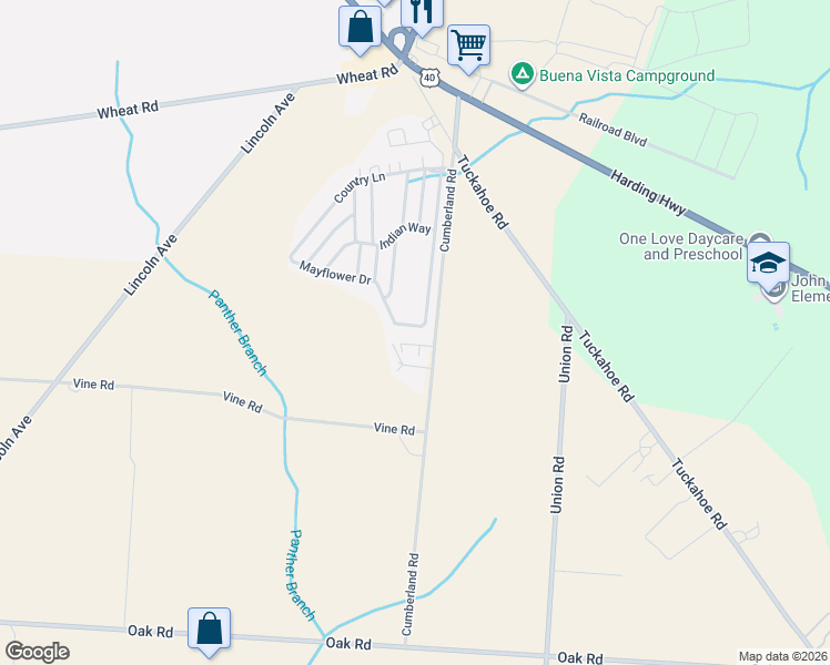 map of restaurants, bars, coffee shops, grocery stores, and more near 293 Mayflower Drive in Buena