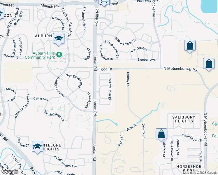 map of restaurants, bars, coffee shops, grocery stores, and more near 11605 Yellow Daisy Drive in Parker