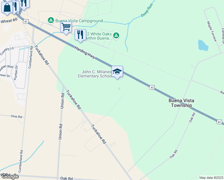map of restaurants, bars, coffee shops, grocery stores, and more near 880 Harding Highway in Buena