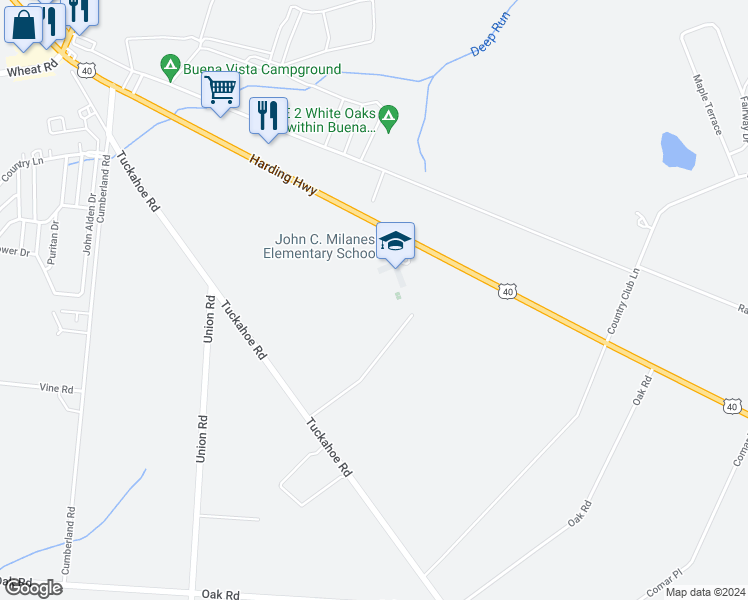 map of restaurants, bars, coffee shops, grocery stores, and more near 880 Harding Highway in Buena