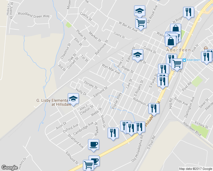 map of restaurants, bars, coffee shops, grocery stores, and more near 438 Edmund Street in Aberdeen