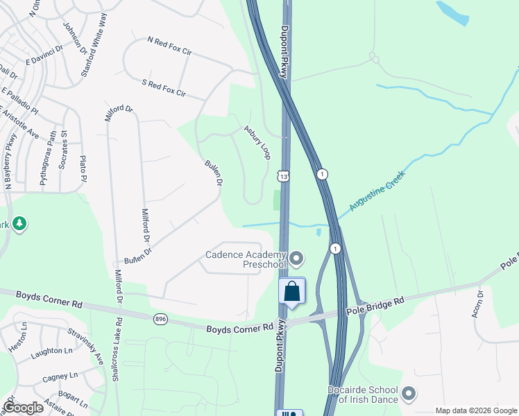 map of restaurants, bars, coffee shops, grocery stores, and more near 135 Asbury Loop in Middletown