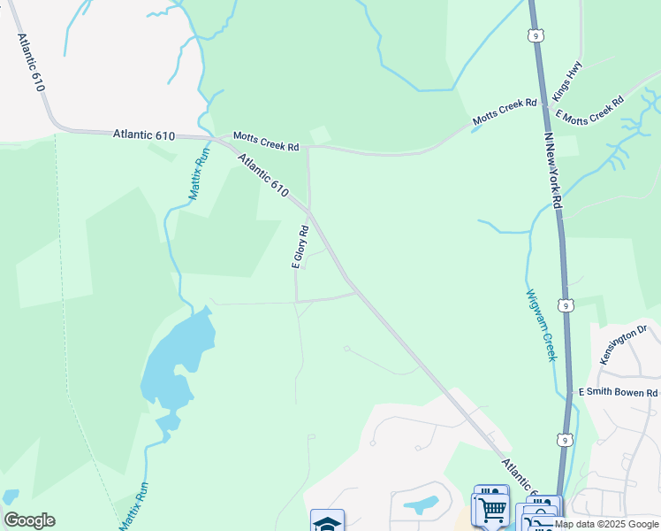 map of restaurants, bars, coffee shops, grocery stores, and more near 151 Old New York Road in Galloway