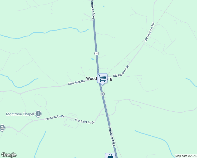 map of restaurants, bars, coffee shops, grocery stores, and more near 15810 Hanover Pike in Reisterstown