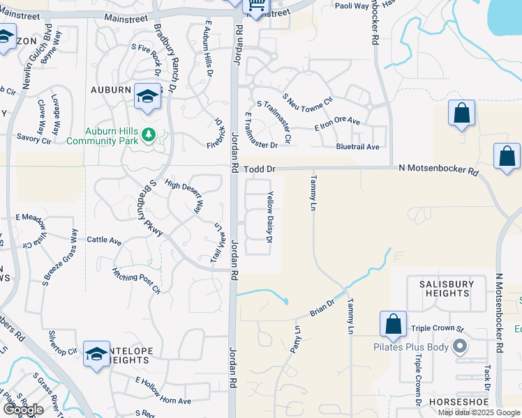 map of restaurants, bars, coffee shops, grocery stores, and more near 17060 Golden Poppy Lane in Parker
