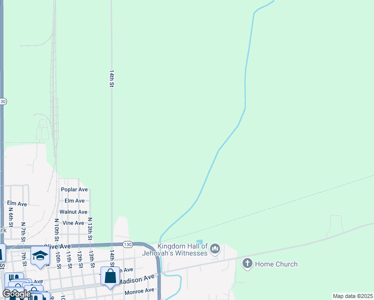 map of restaurants, bars, coffee shops, grocery stores, and more near Lincoln Prairie Grass Trail in Charleston