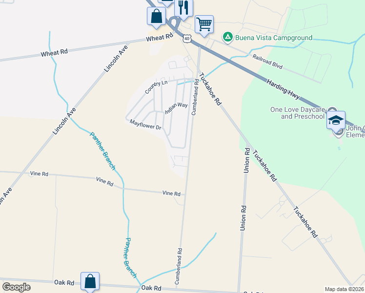 map of restaurants, bars, coffee shops, grocery stores, and more near 293 Mayflower Drive in Buena