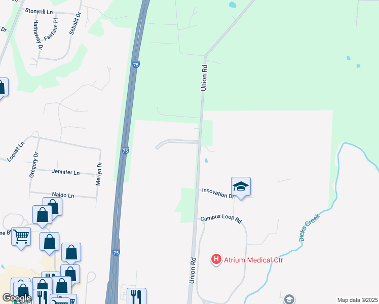 map of restaurants, bars, coffee shops, grocery stores, and more near 4337 Union Road in Middletown