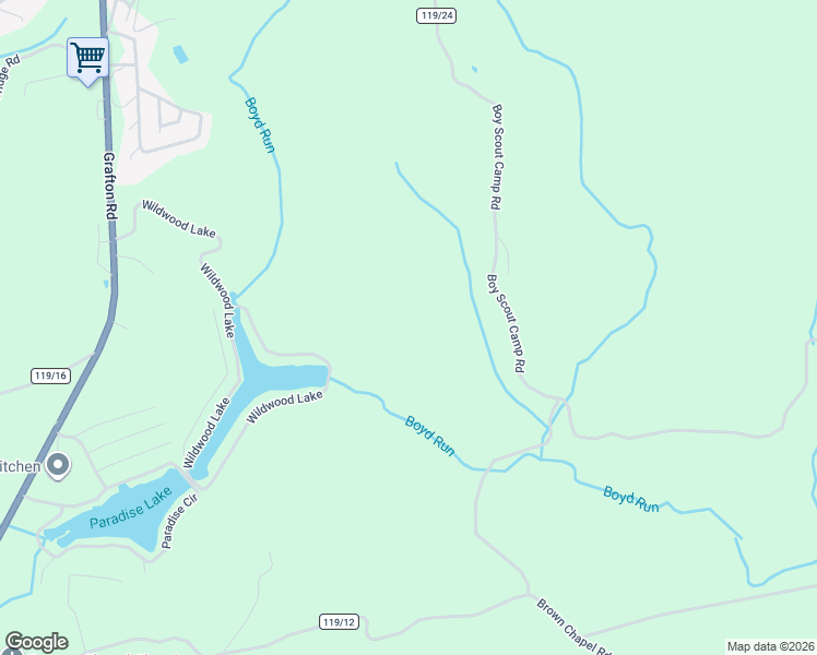 map of restaurants, bars, coffee shops, grocery stores, and more near Boy Scout Camp Road in Morgantown