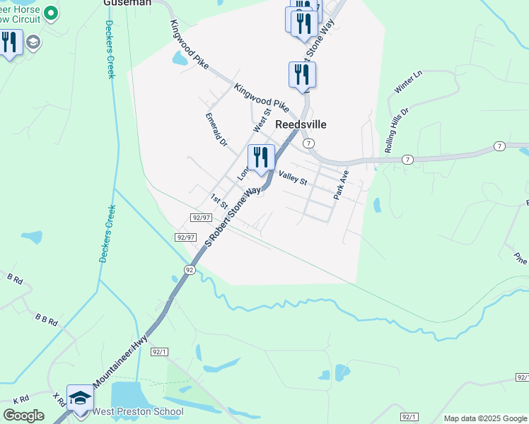 map of restaurants, bars, coffee shops, grocery stores, and more near 165 Graham Street in Reedsville