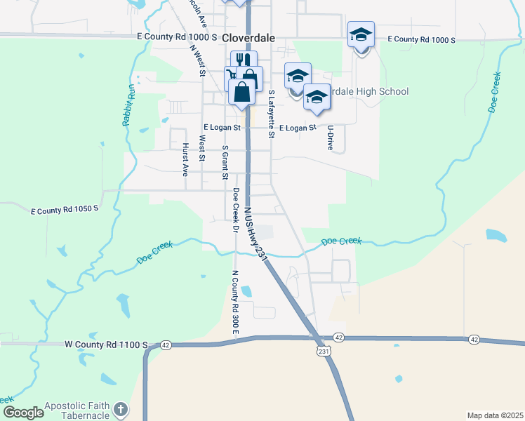 map of restaurants, bars, coffee shops, grocery stores, and more near 53 Morris Street in Cloverdale