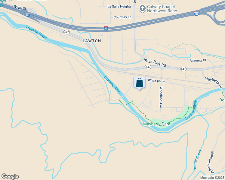 map of restaurants, bars, coffee shops, grocery stores, and more near 10 River Park Court in Reno