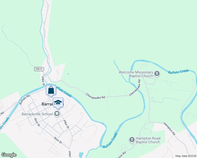 map of restaurants, bars, coffee shops, grocery stores, and more near 176 Chesapeake Road in Fairmont