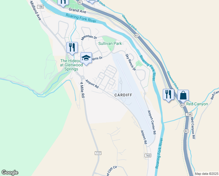 map of restaurants, bars, coffee shops, grocery stores, and more near 4270 Morgan Street in Glenwood Springs