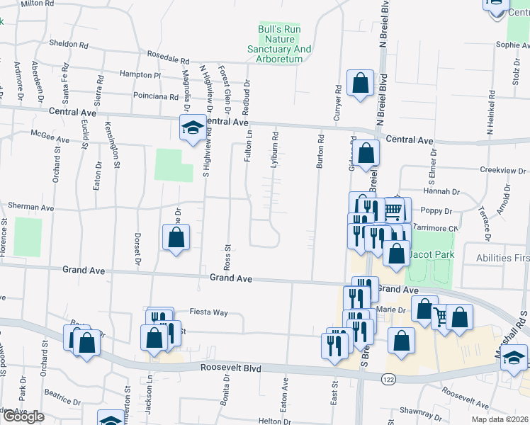 map of restaurants, bars, coffee shops, grocery stores, and more near 310 Lylburn Road in Middletown
