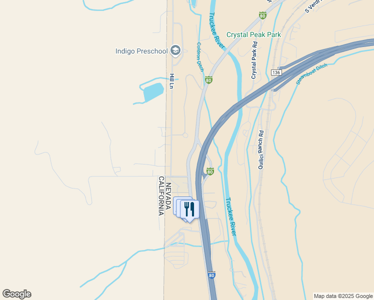map of restaurants, bars, coffee shops, grocery stores, and more near 560 3rd Street in Verdi