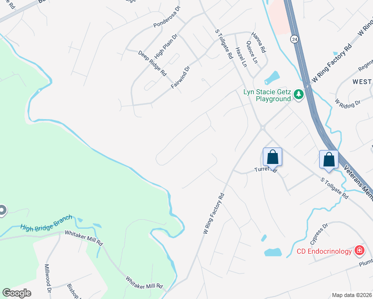 map of restaurants, bars, coffee shops, grocery stores, and more near 1263 Gentle Pine Court in Bel Air