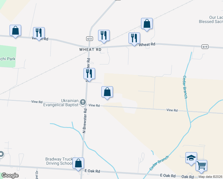 map of restaurants, bars, coffee shops, grocery stores, and more near 2820 Vine Road in Vineland