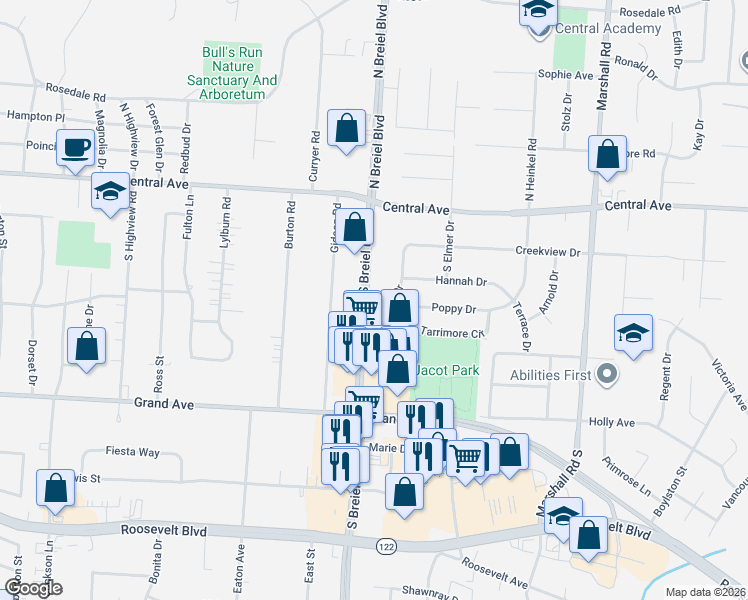 map of restaurants, bars, coffee shops, grocery stores, and more near 300 Batsey Drive in Middletown