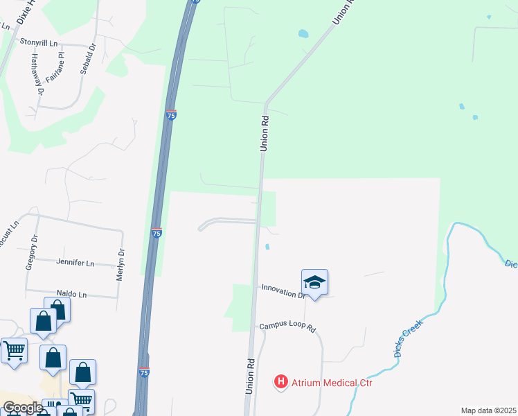 map of restaurants, bars, coffee shops, grocery stores, and more near 4337 Union Road in Middletown