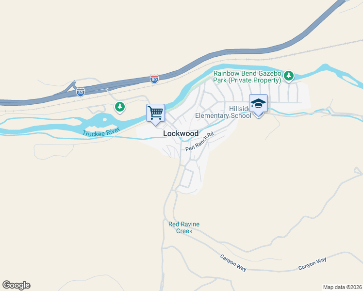 map of restaurants, bars, coffee shops, grocery stores, and more near 429 Canyon Way in Sparks